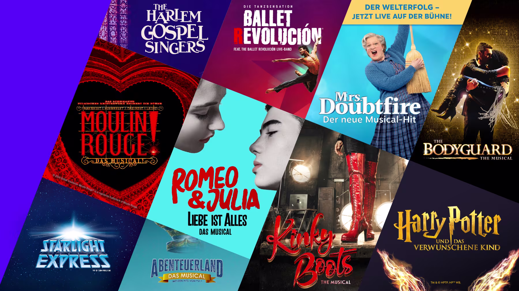 Übersicht über das Showangebot von ATG Tickets