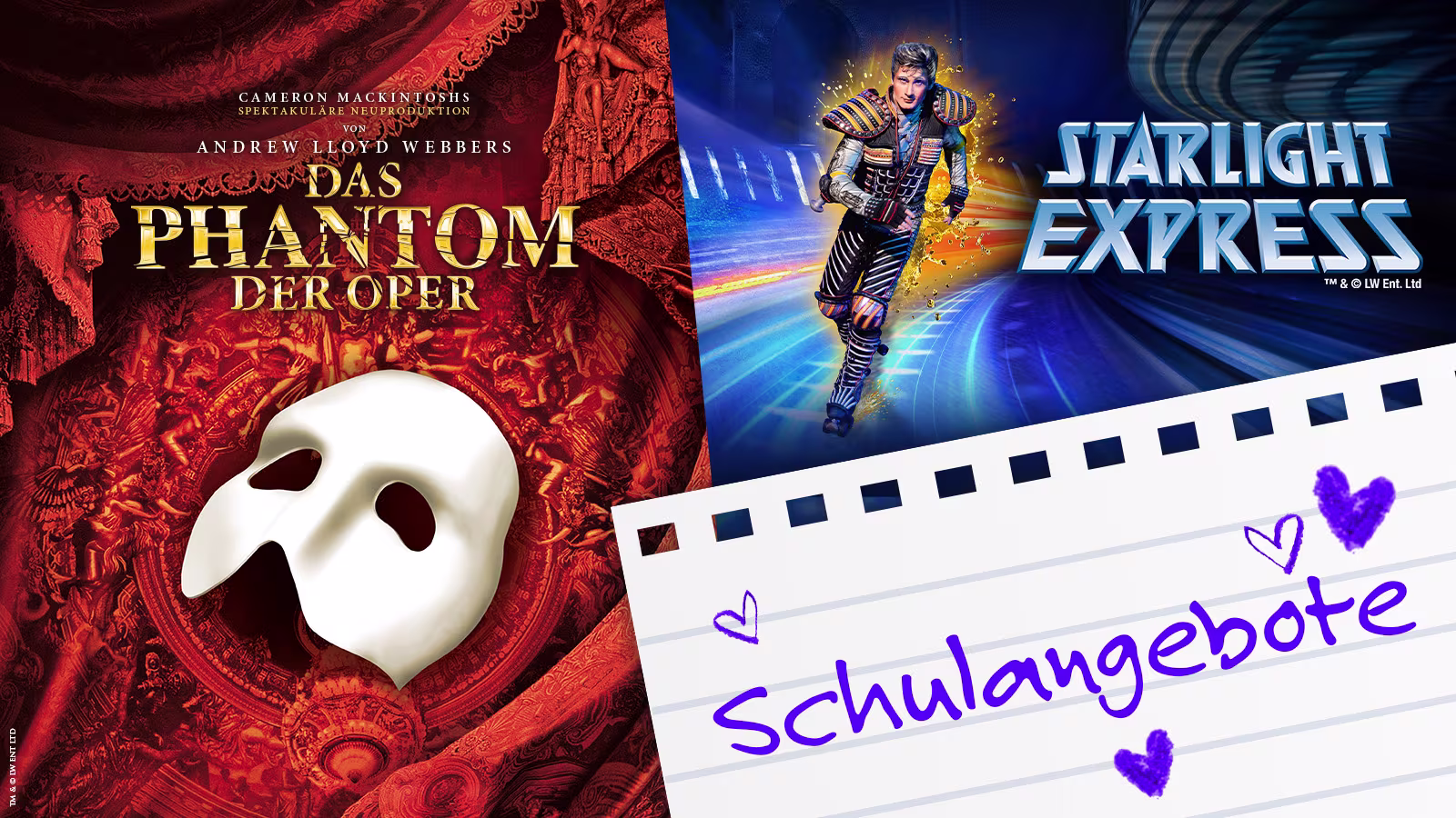 Schulklassen Angebot für verschiedene Musicals.