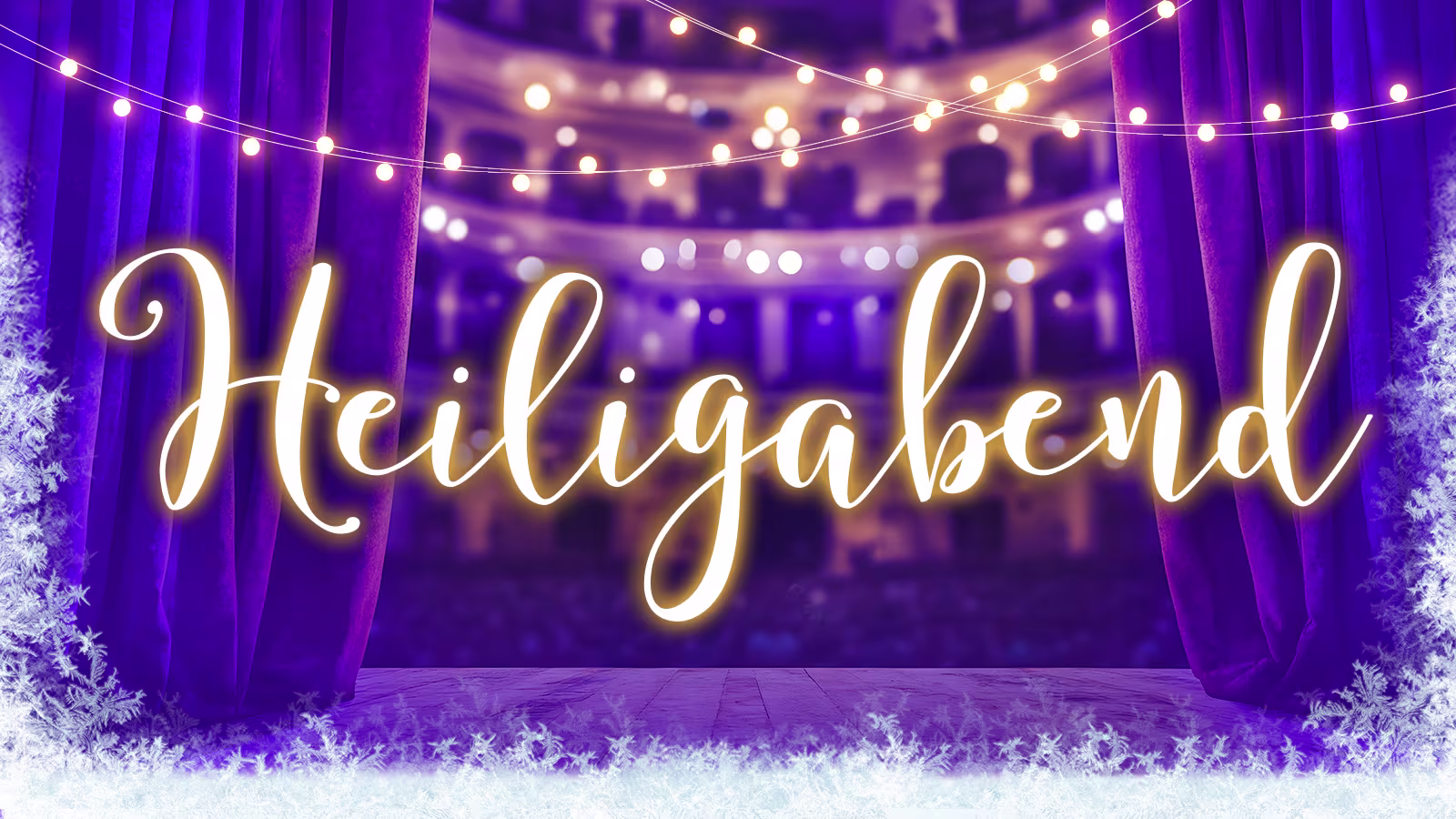 ATG Tickets Adventskalender Heiligabend Gewinnspiel Bühne mit Lichterkette