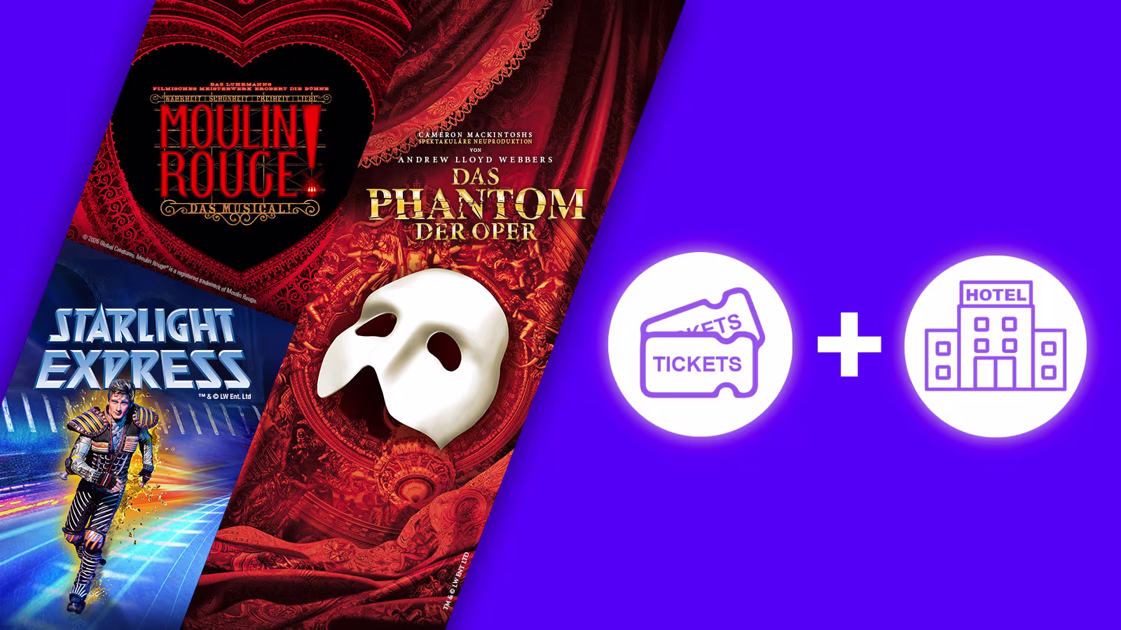 Musical und Hotel Angebot für verschiedene Musicals.