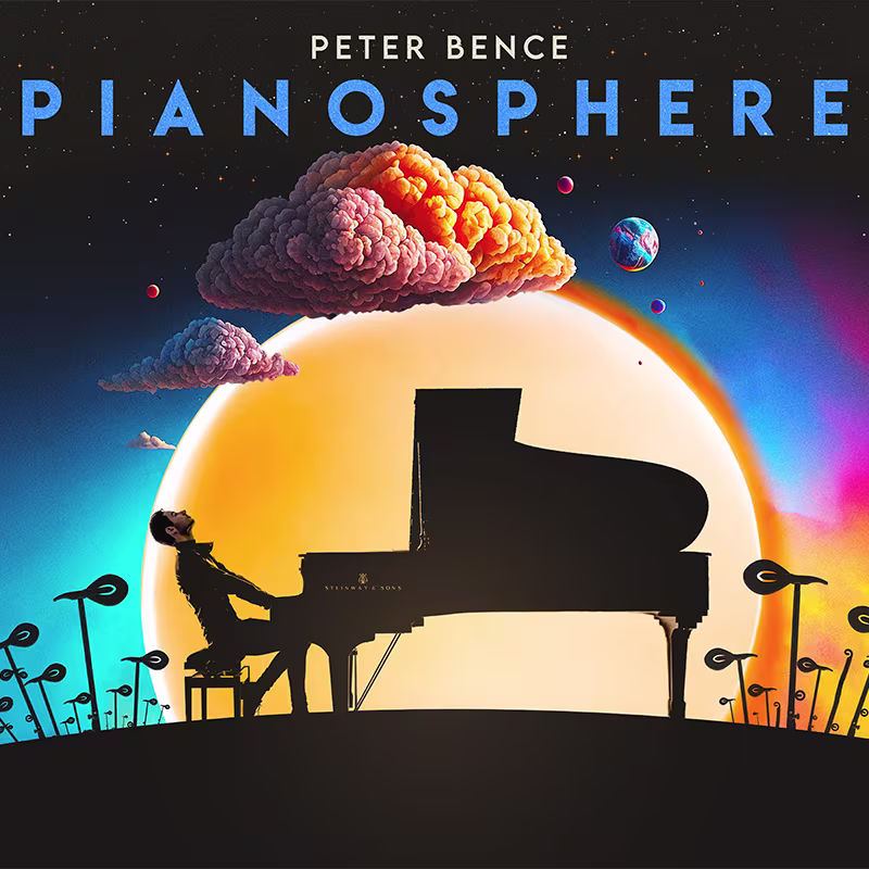 Peter Bence Keyvisual Piano vor Sonne und Universum