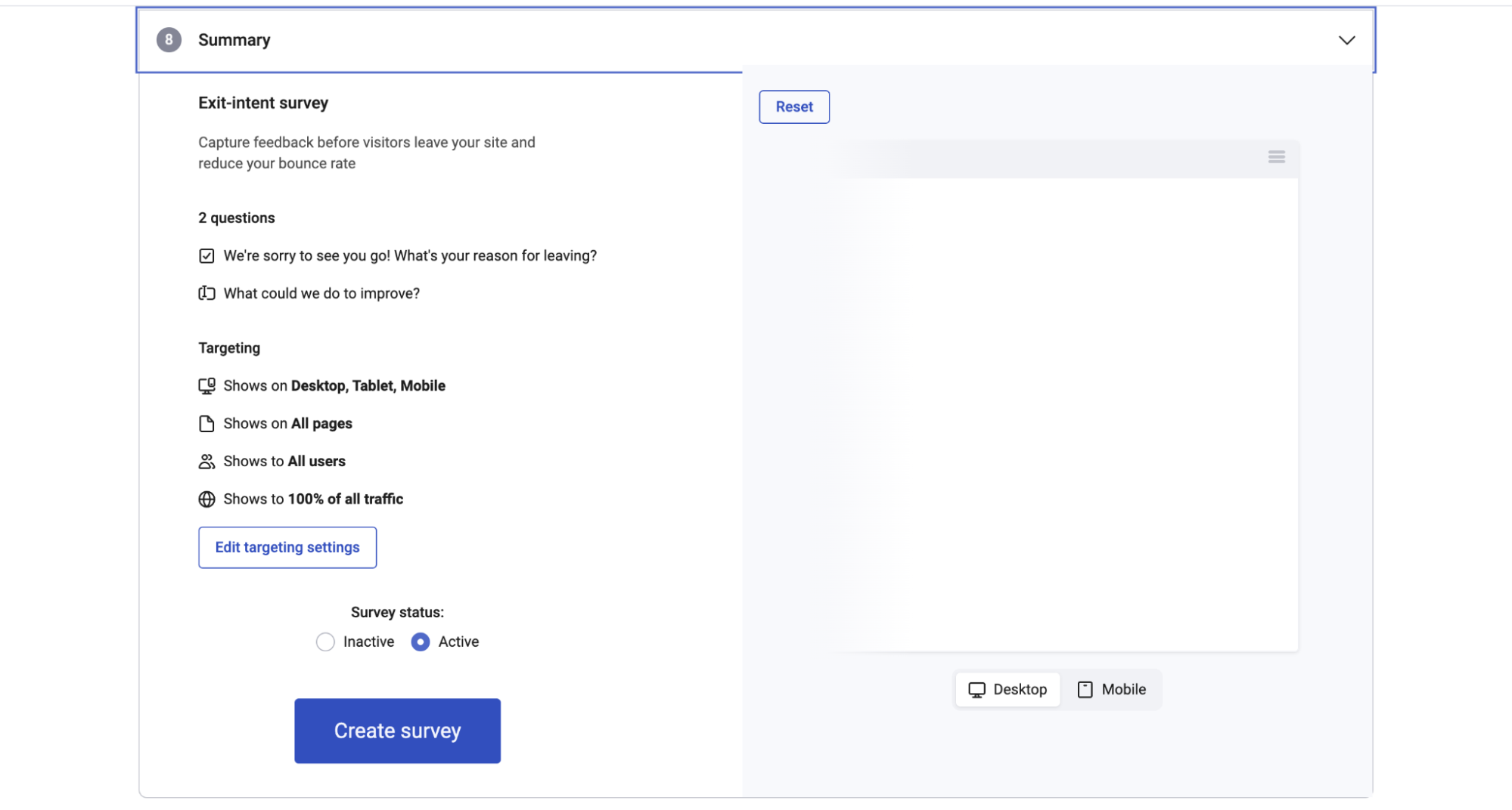 Exit Intent Survey Template & Questions