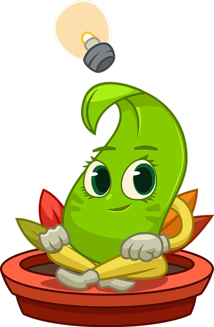 character thinking leaf
