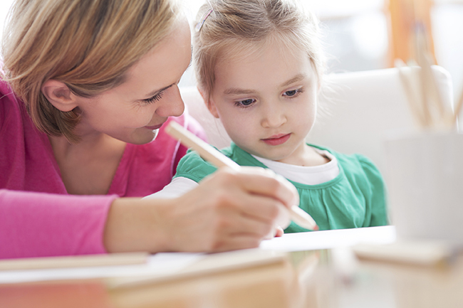 child writing a story