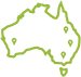 An outlined icon of Australia with locations pinned in each state