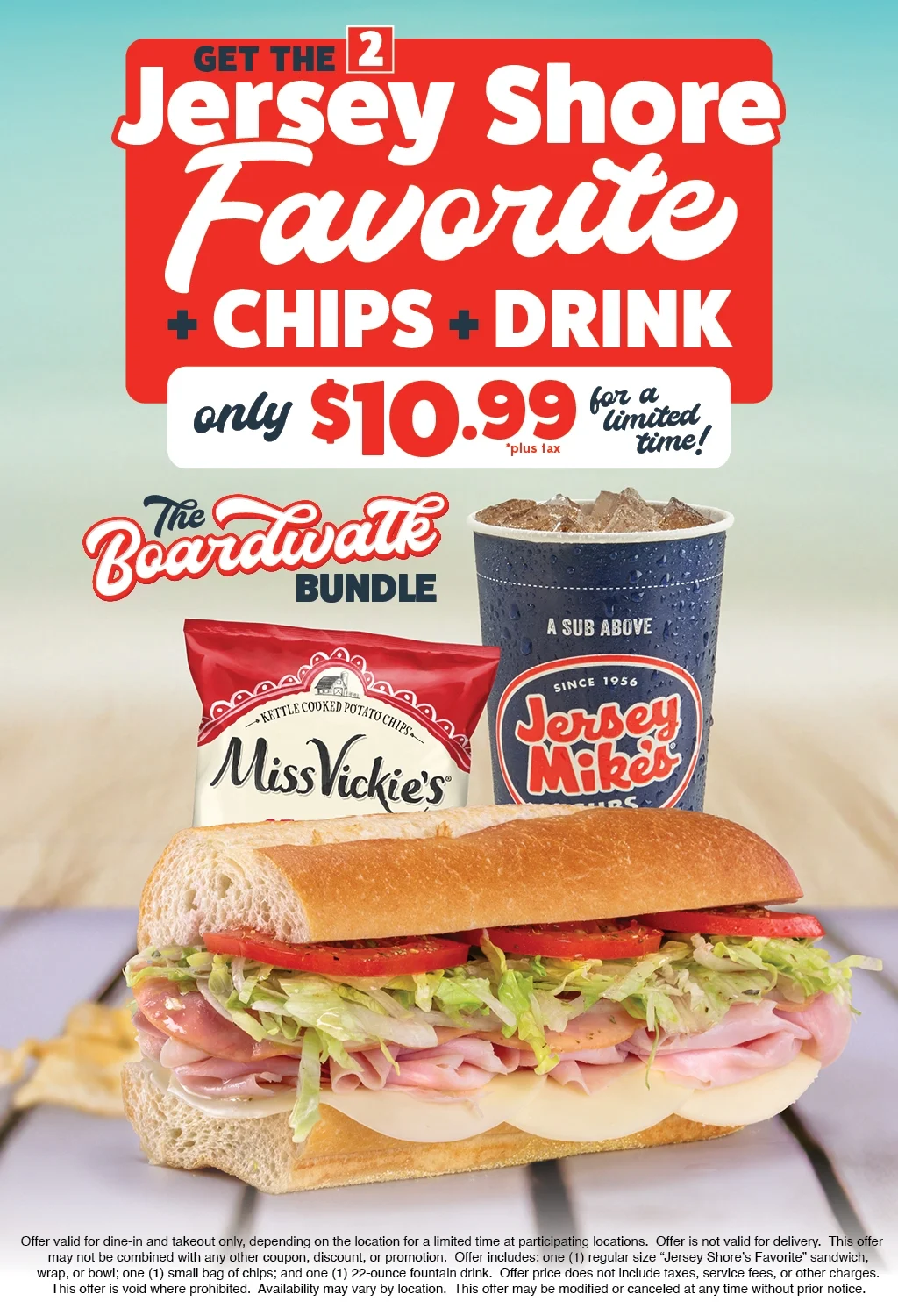 Get the #2 Jersey Shore Favorite, chips, and a drink for only $10.99!