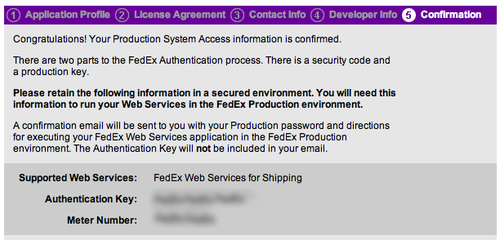 Fedex application complete screen
