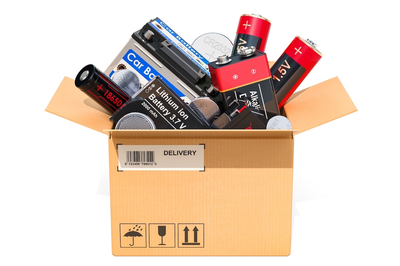 box of batteries, lithium batteries