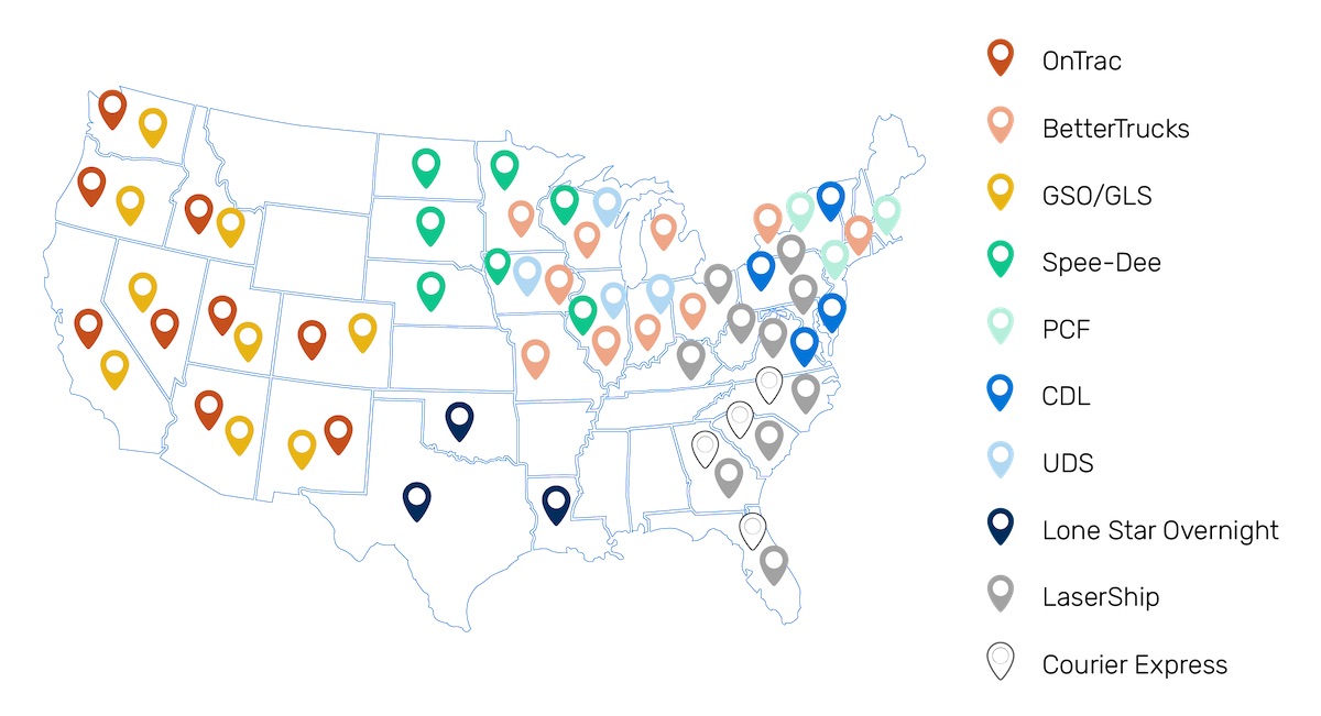 Map of US regional carriers