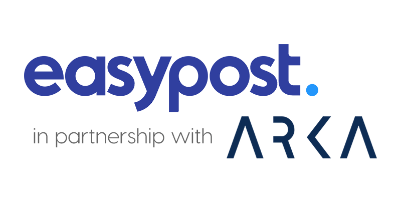text that says easypost partners with arka