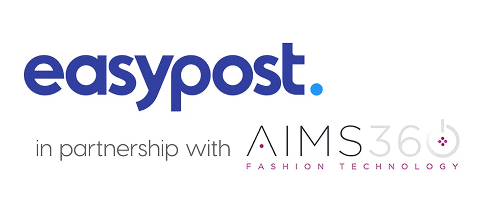 image with text that says easypost partners with AIMS360