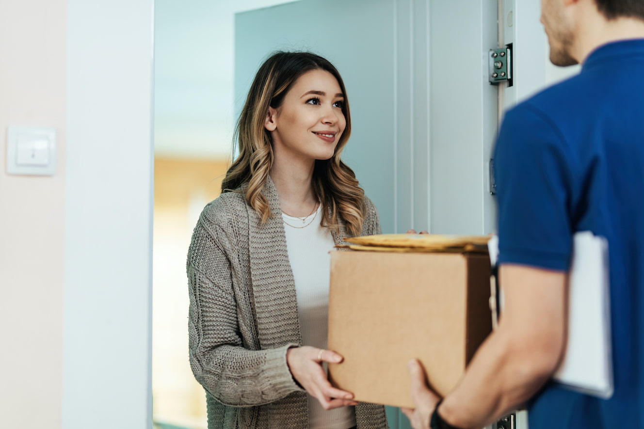 Woman receiving a package