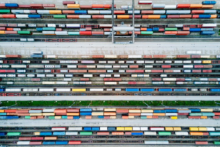 Freight container yard view from above