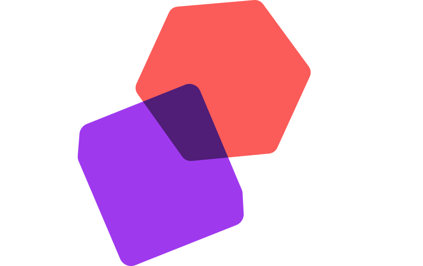A purple square and a red hexagon