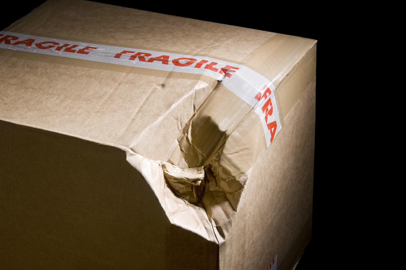 fragile, box, broken, mishandled