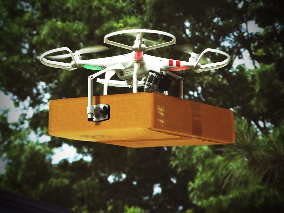 Drone carrying a package