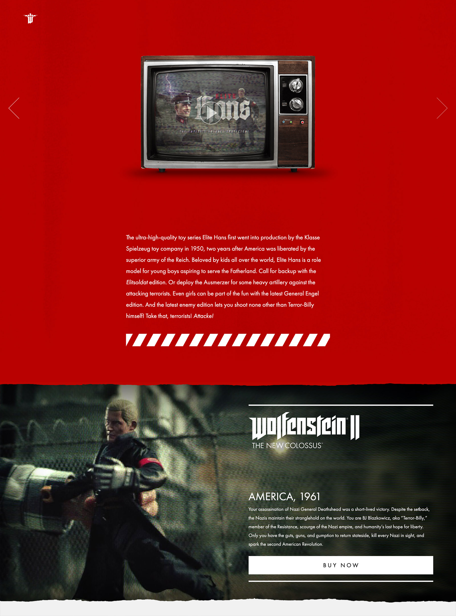 Video landing page for the Wolfenstein II site