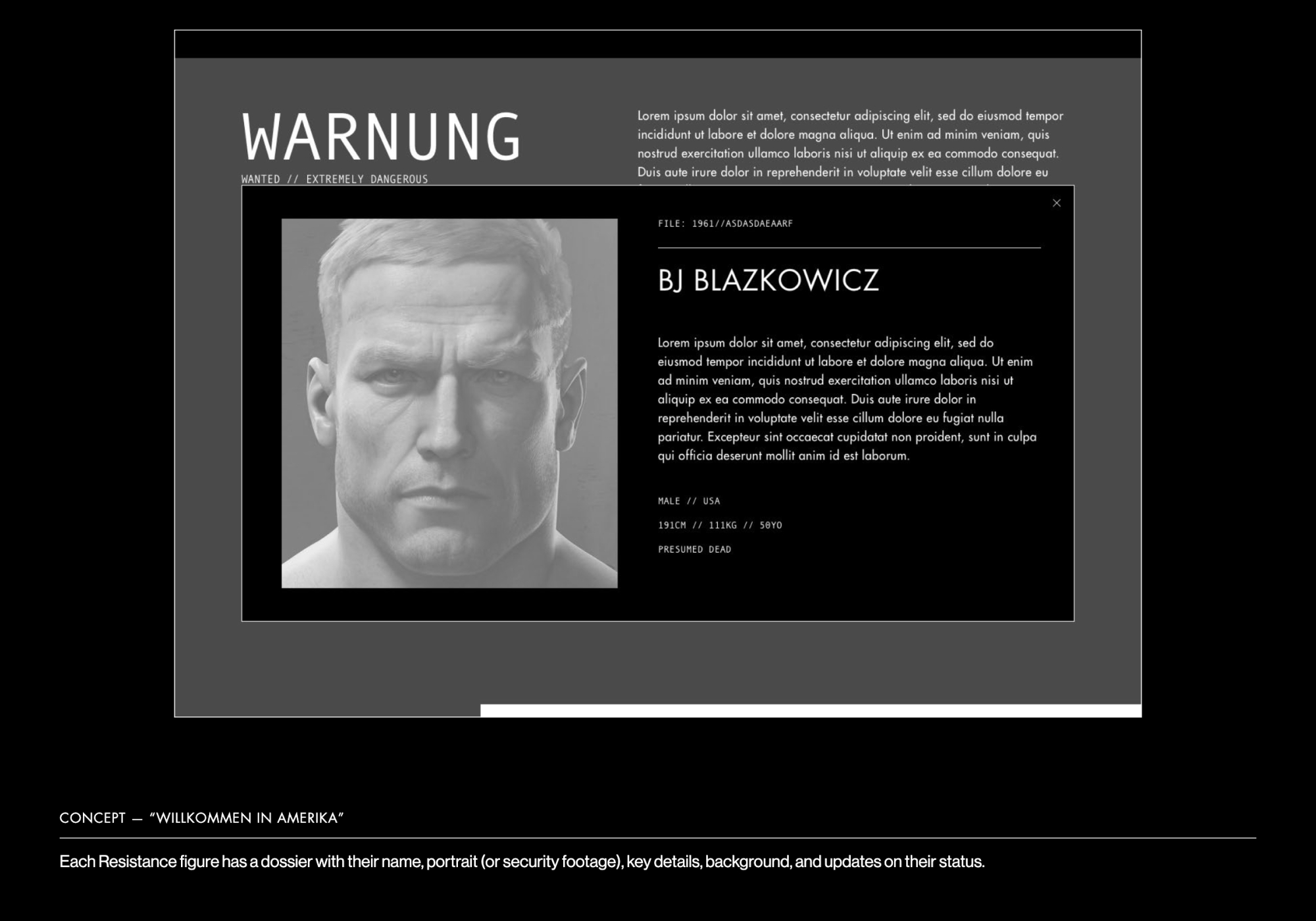Wolfenstein II concept work showing a tourism site exploring the alternate "Amerika" of the game.