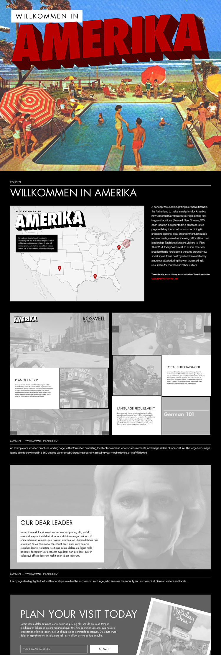 Initial "Amerika" concept for the Wolfenstein II site