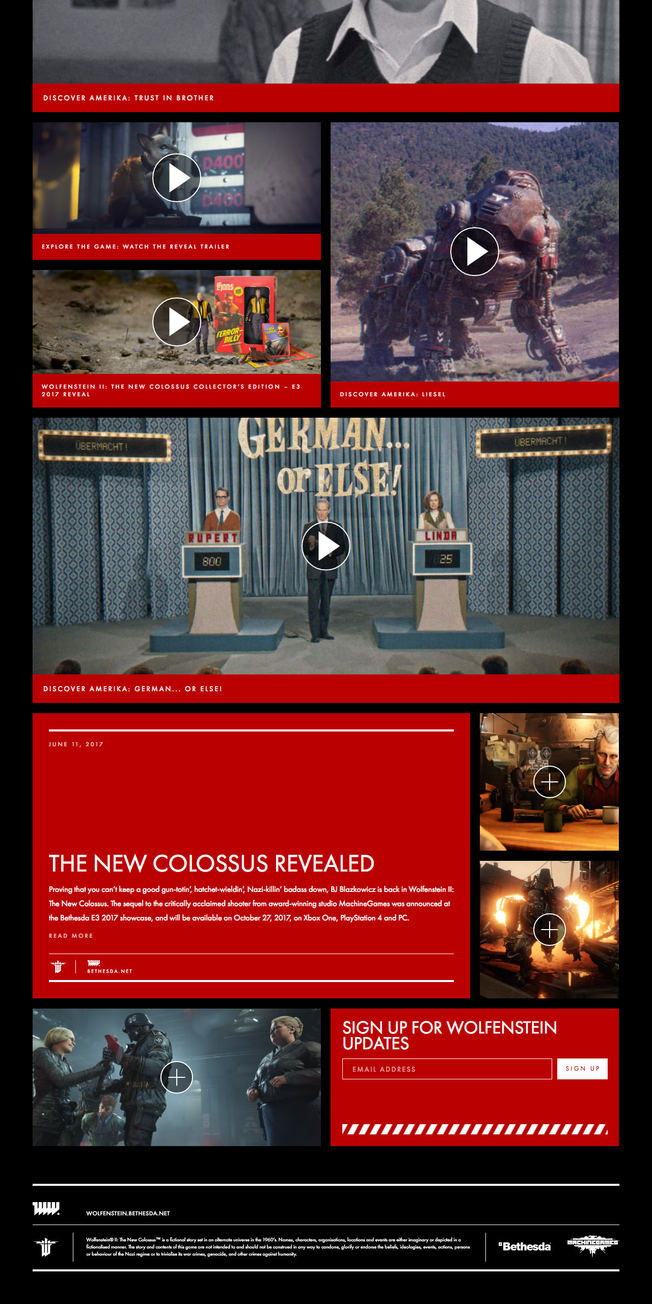 Homepage design for the Wolfenstein II site