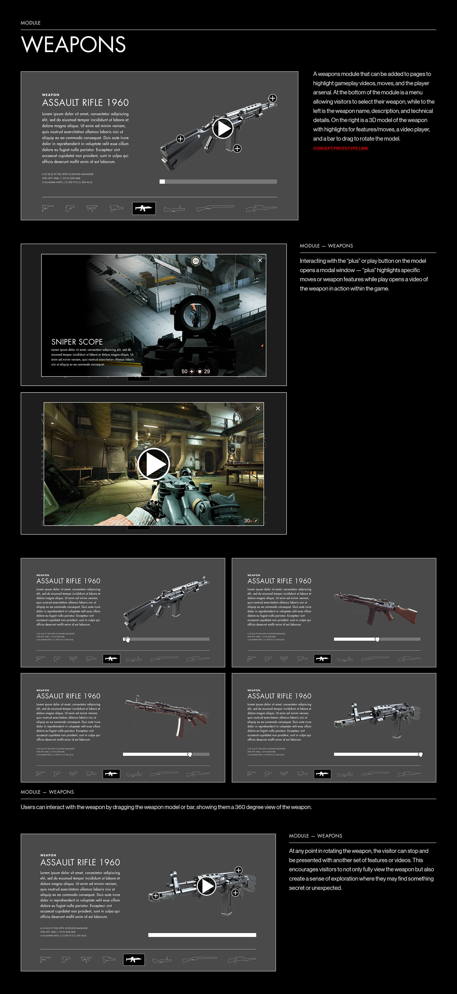 Initial weapons exploration module concept for the Wolfenstein II site