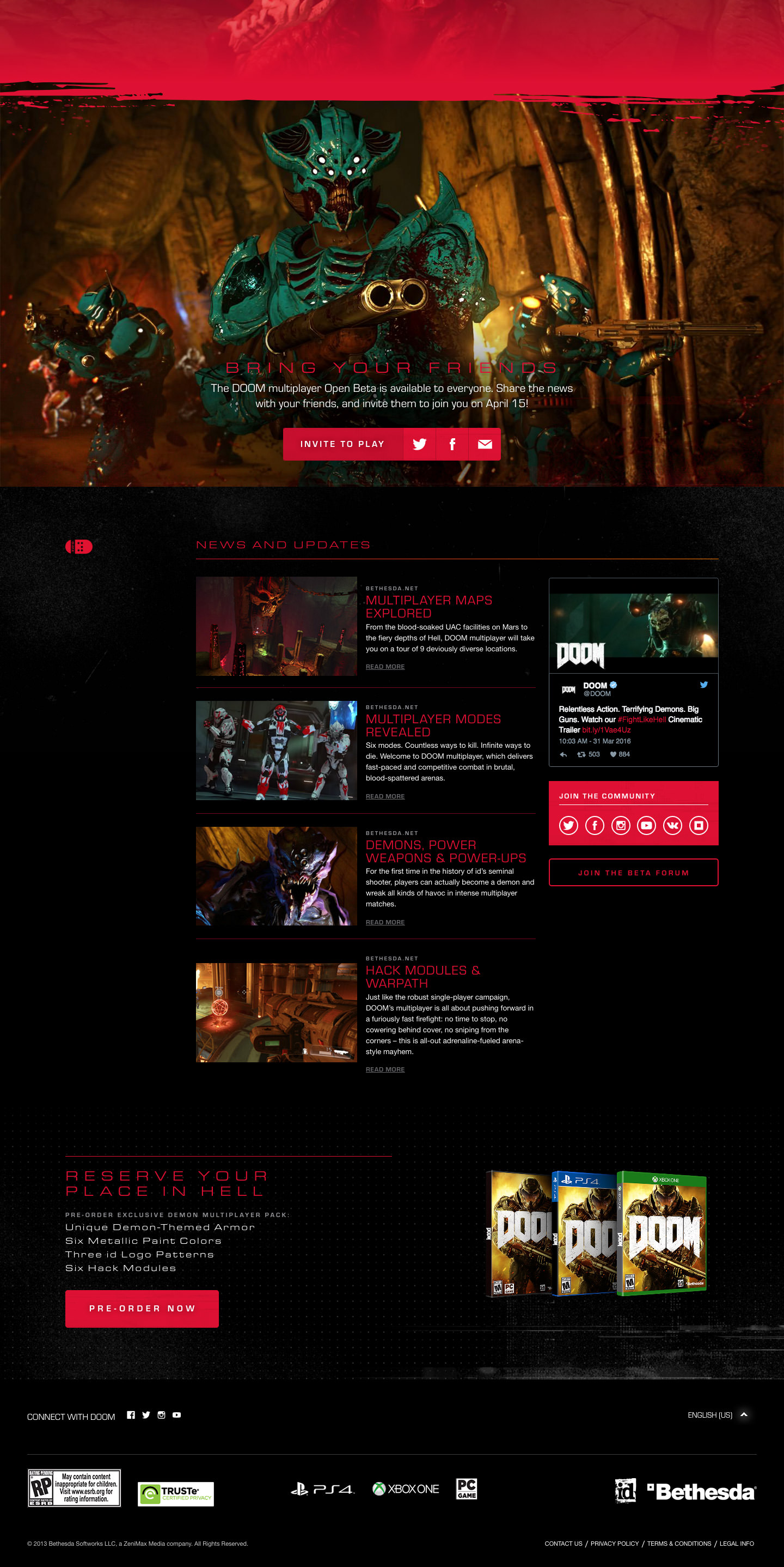 Design for the DOOM beta site