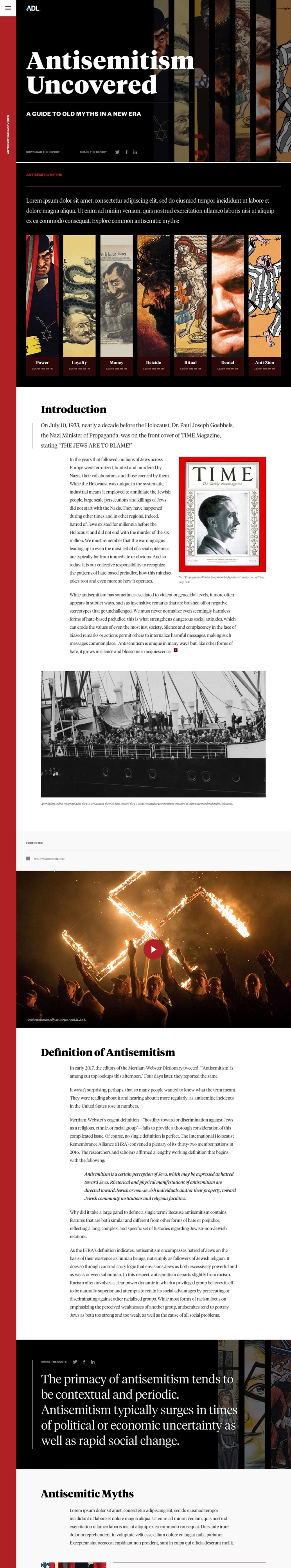 Homepage design for the Antisemitism Uncovered website