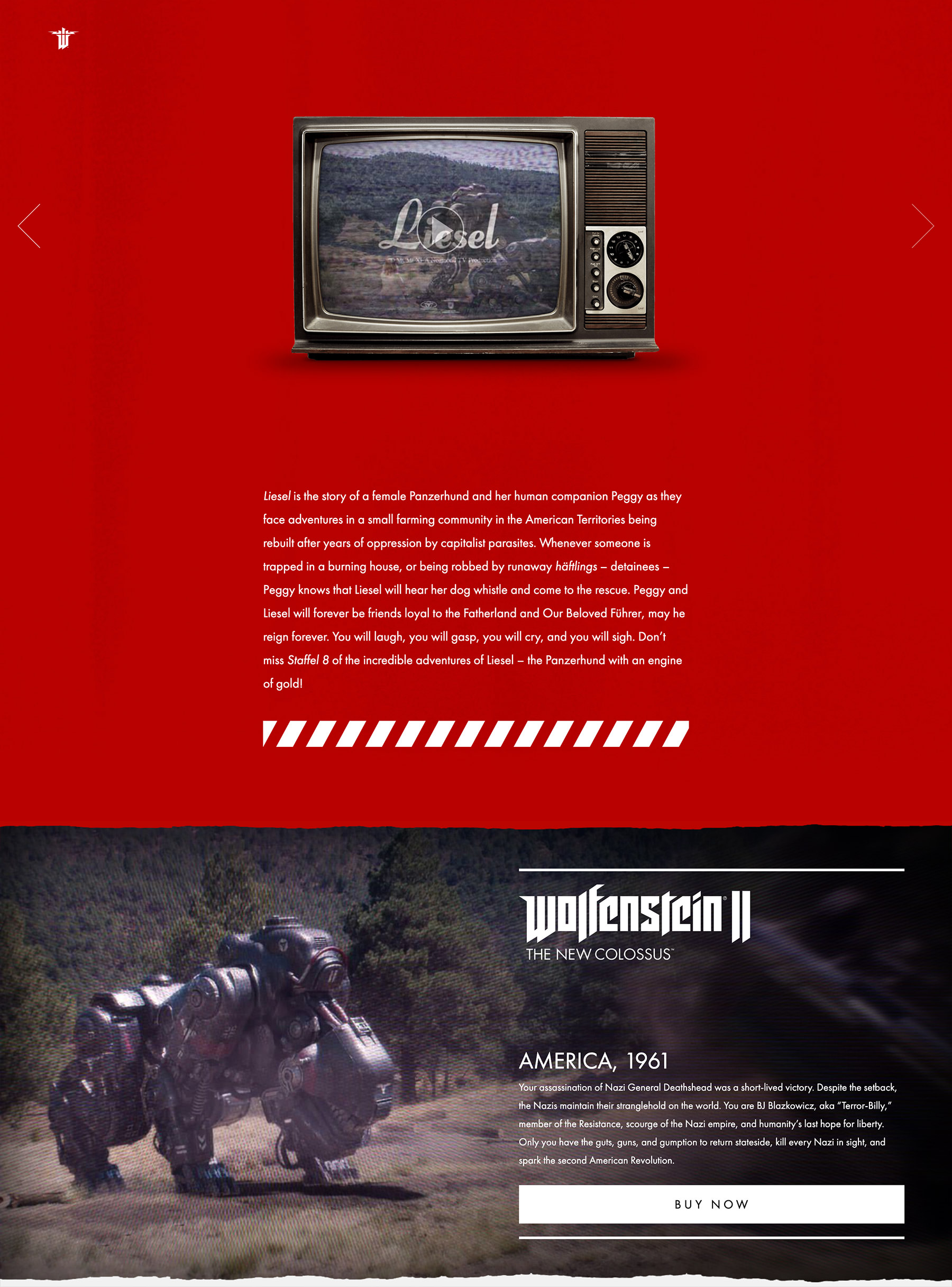 Video landing page for the Wolfenstein II site