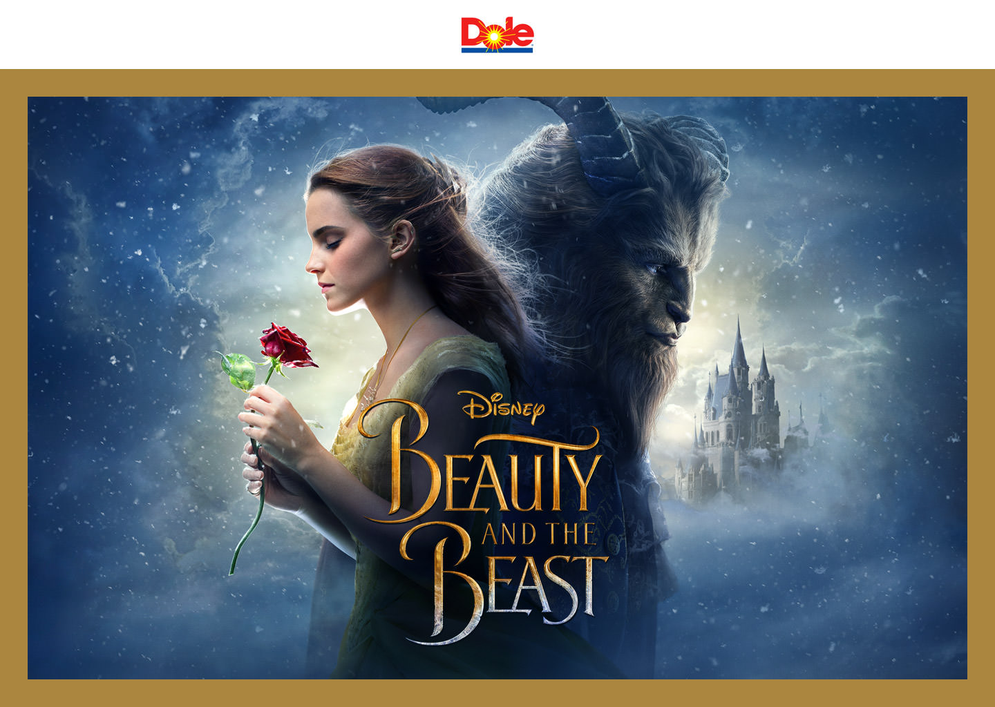 The Beauty & The Beast landing page design as part of the Dole/Disney partnership