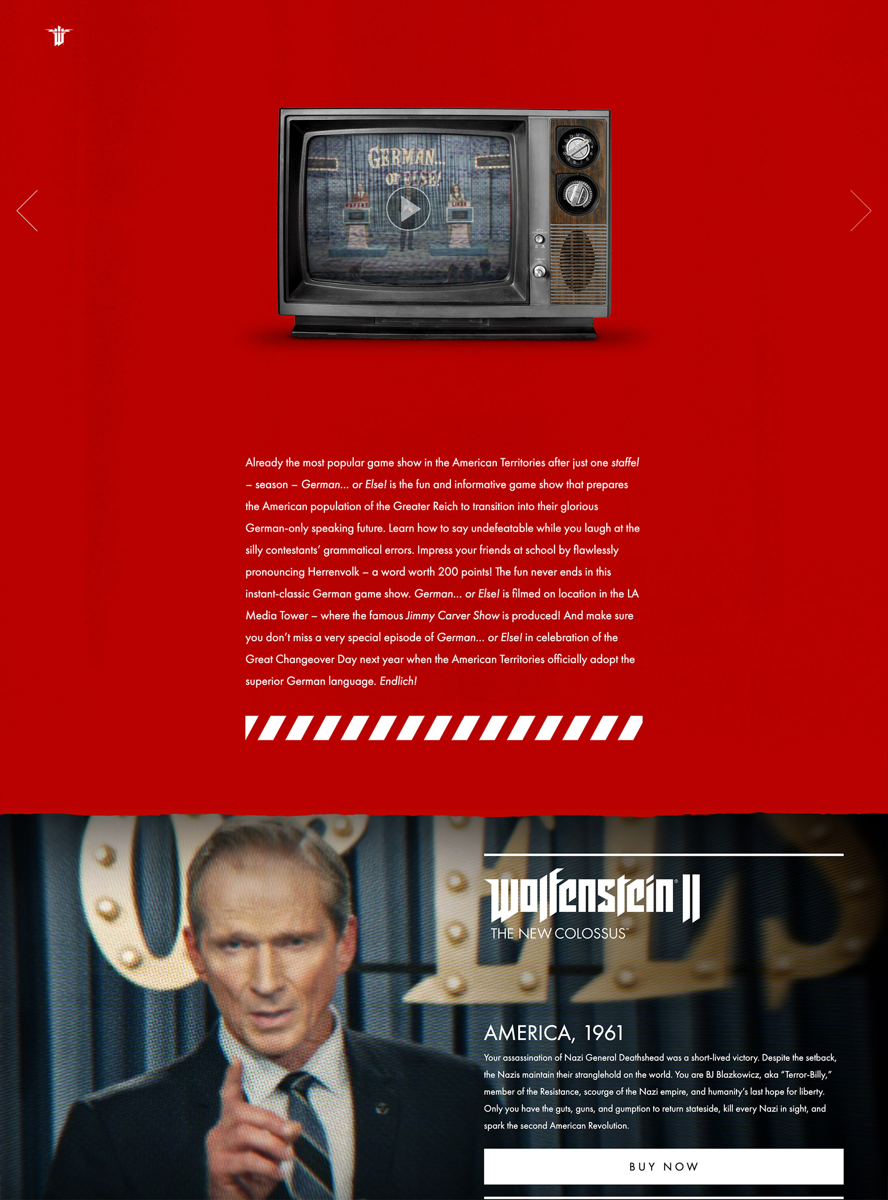 Video landing page for the Wolfenstein II site