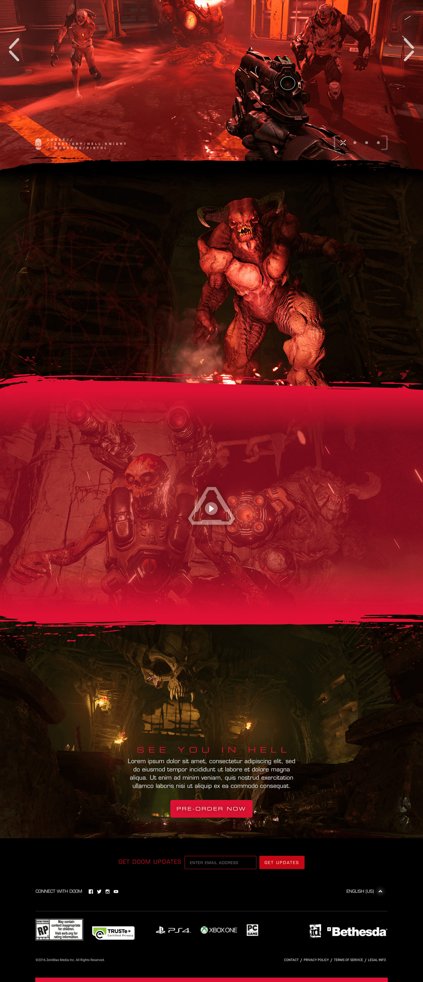Concept design for the proposed "Descent Into Hell" DOOM site redesign