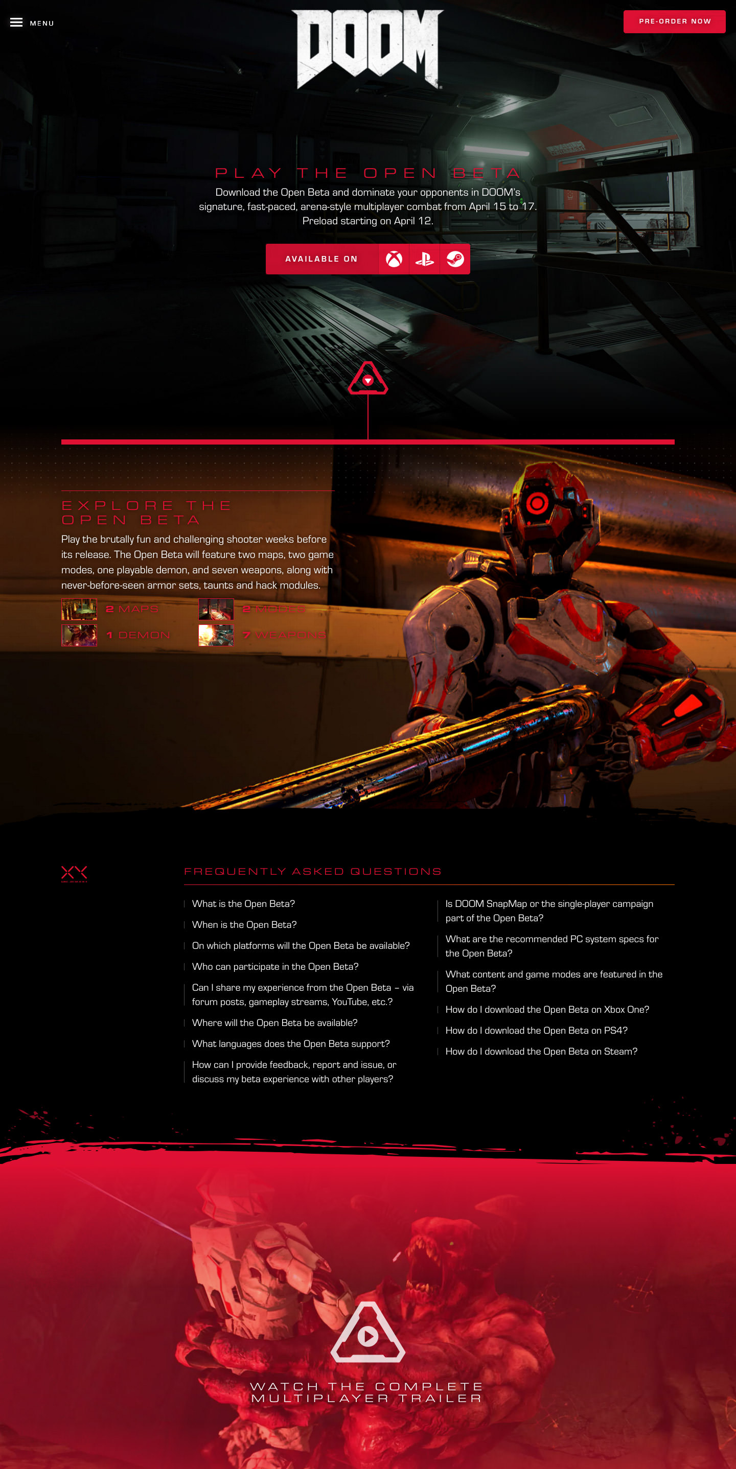 Design for the DOOM beta site