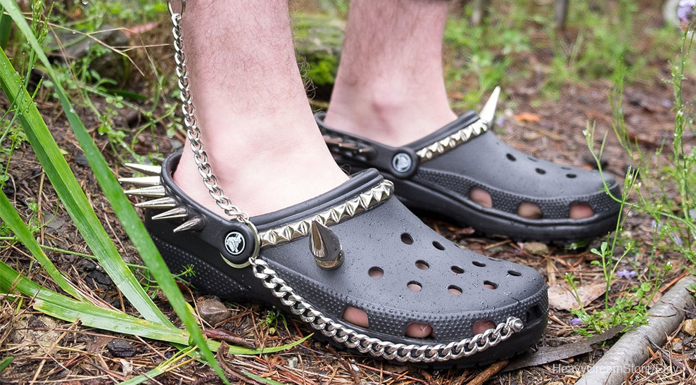 Crocs with spikes and chains on sale