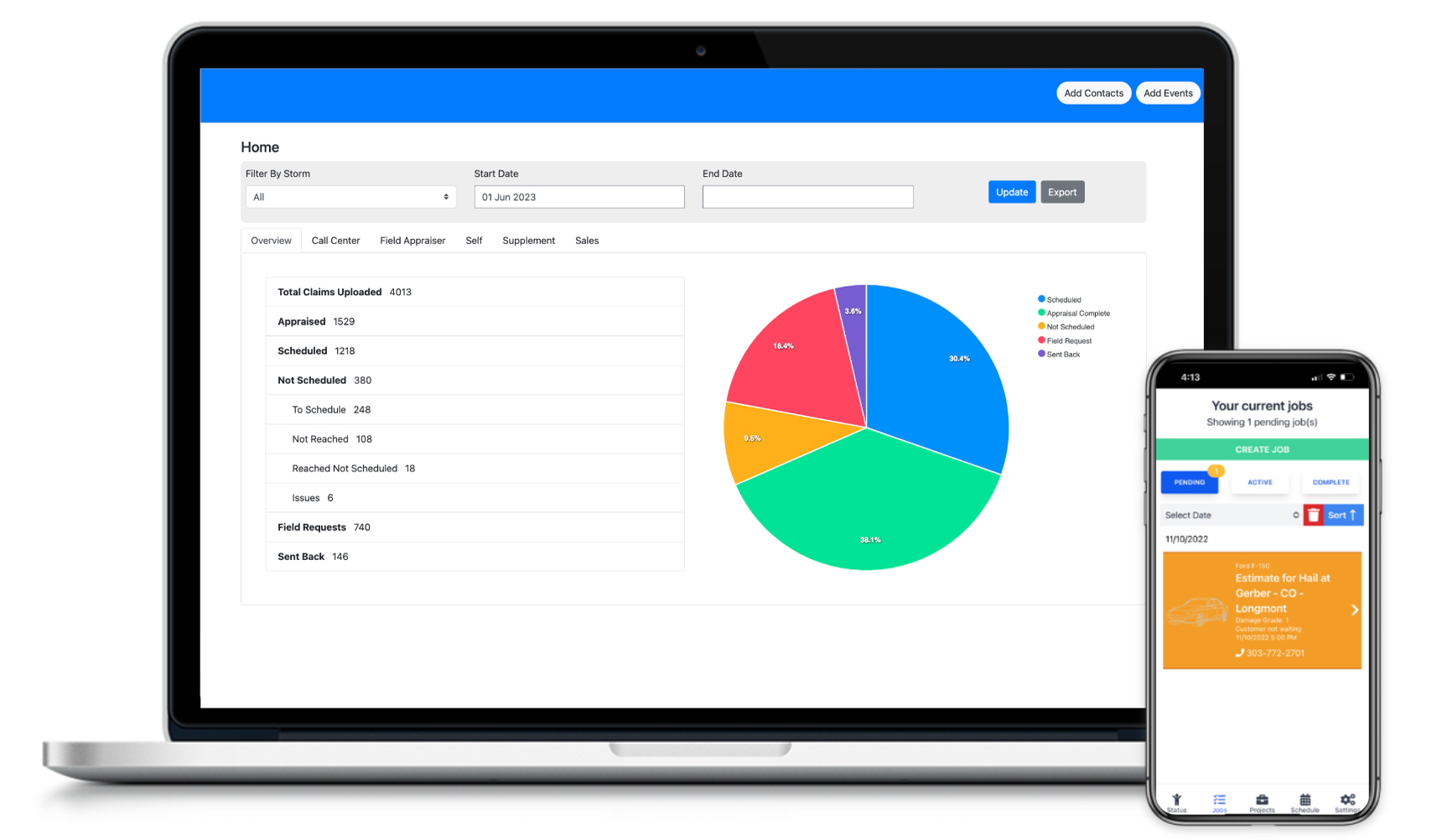 Desktop and Mobile view of the Repair Dispatch UI