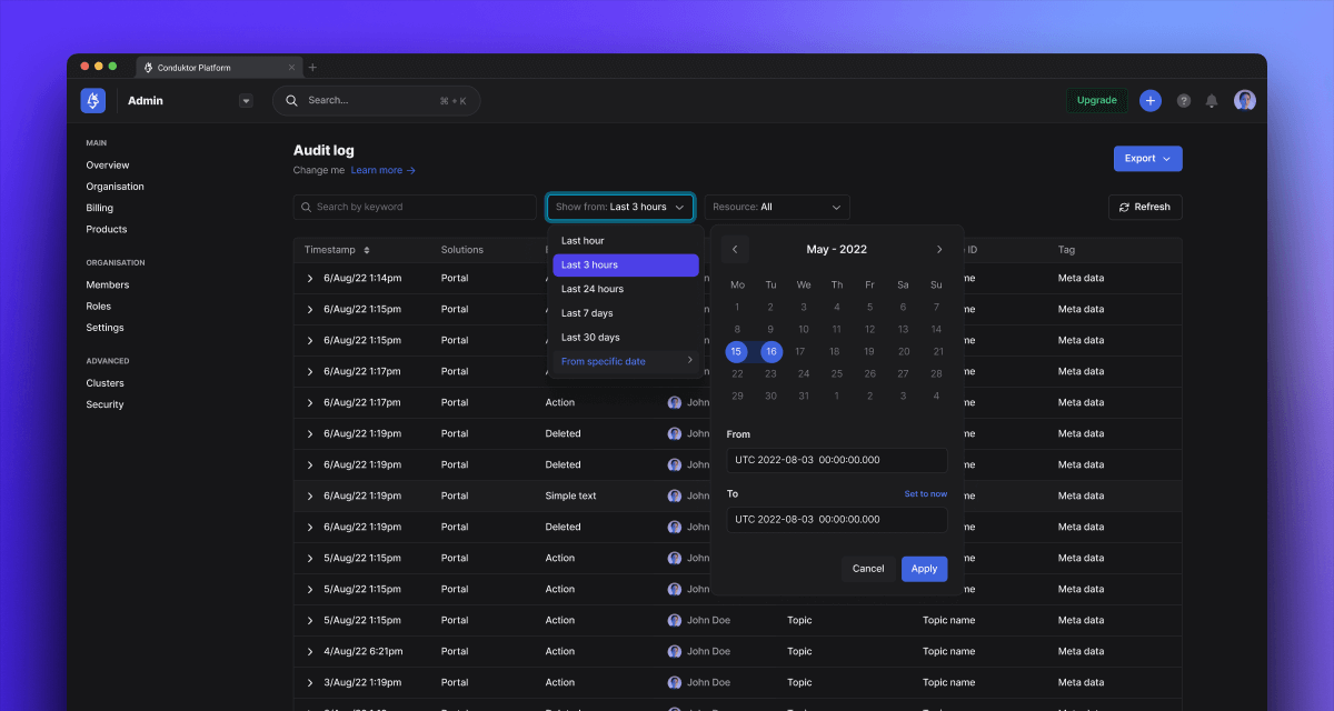 Conduktor Audit Logs