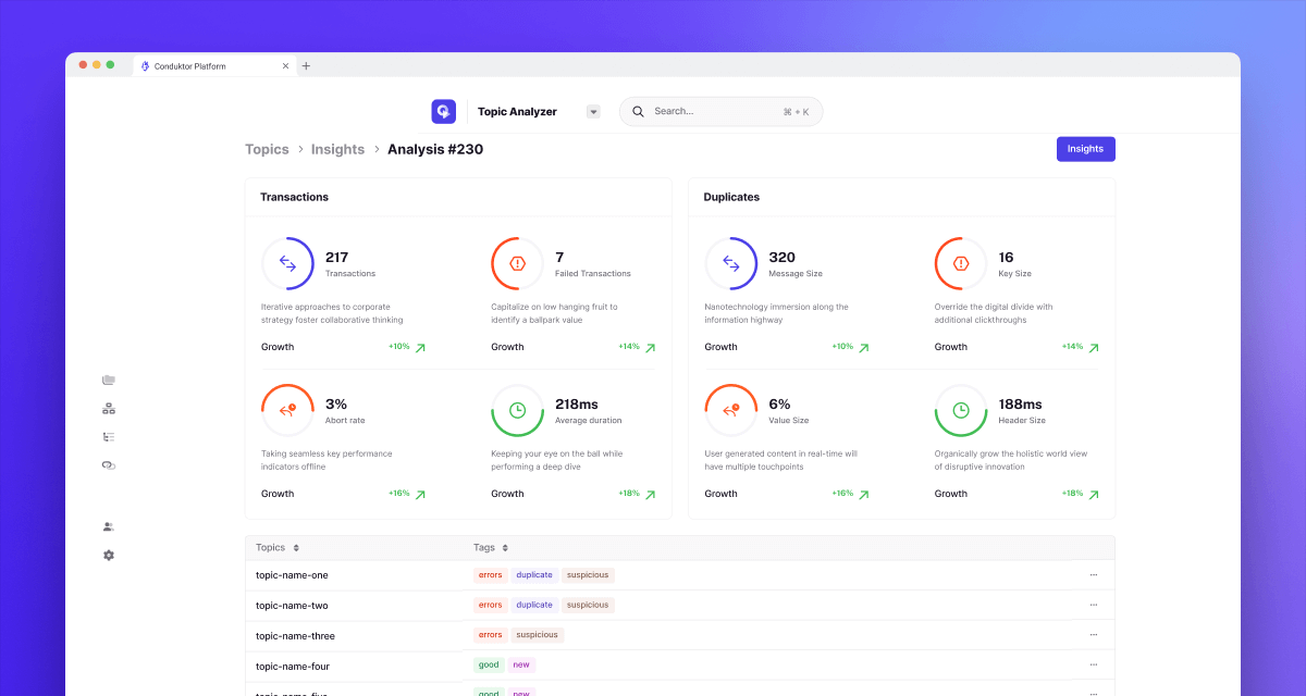 Topic Analyzer in the Conduktor Platform
