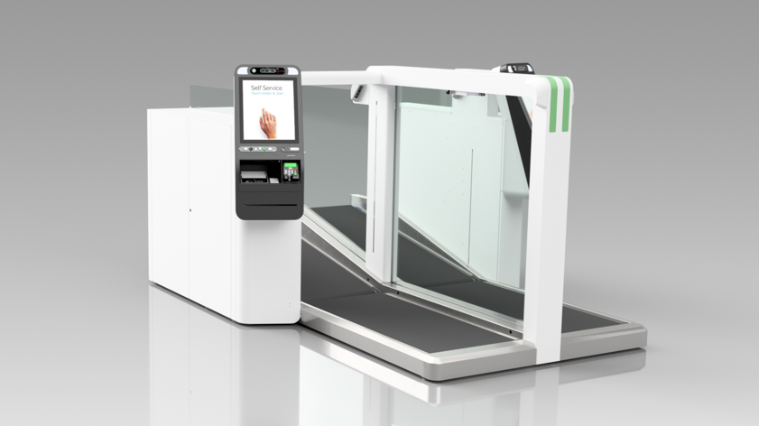 Airport self-service bag drop machine