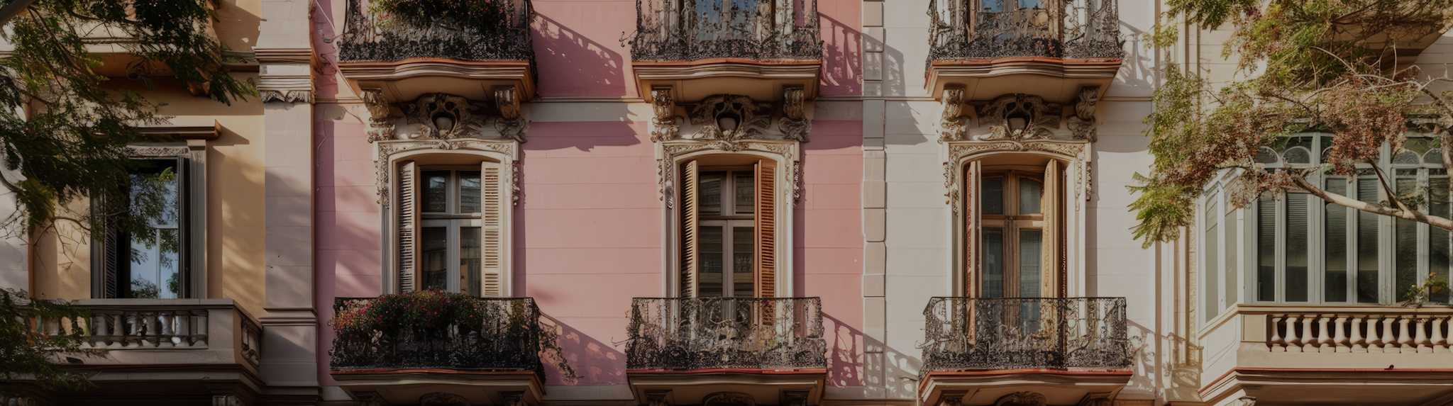 Houses with windows and balconies