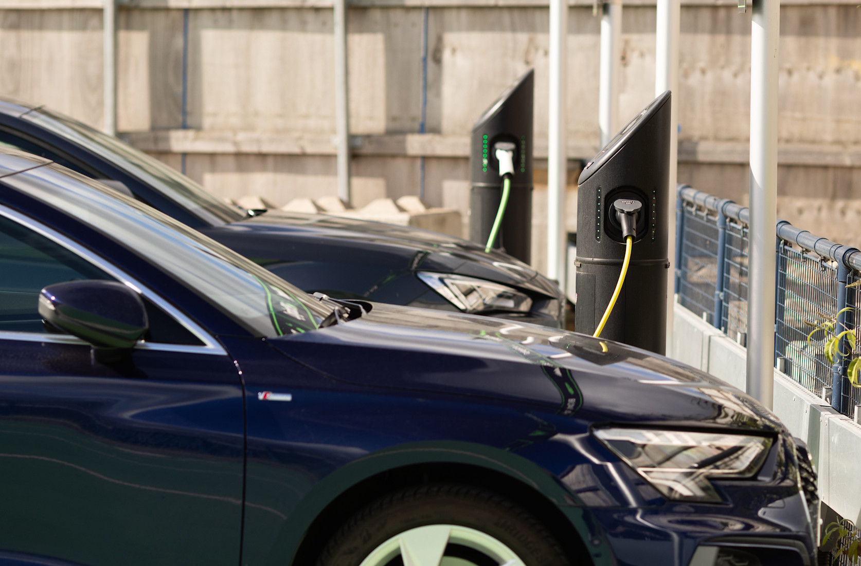 Electric vehicles on charge at LCY