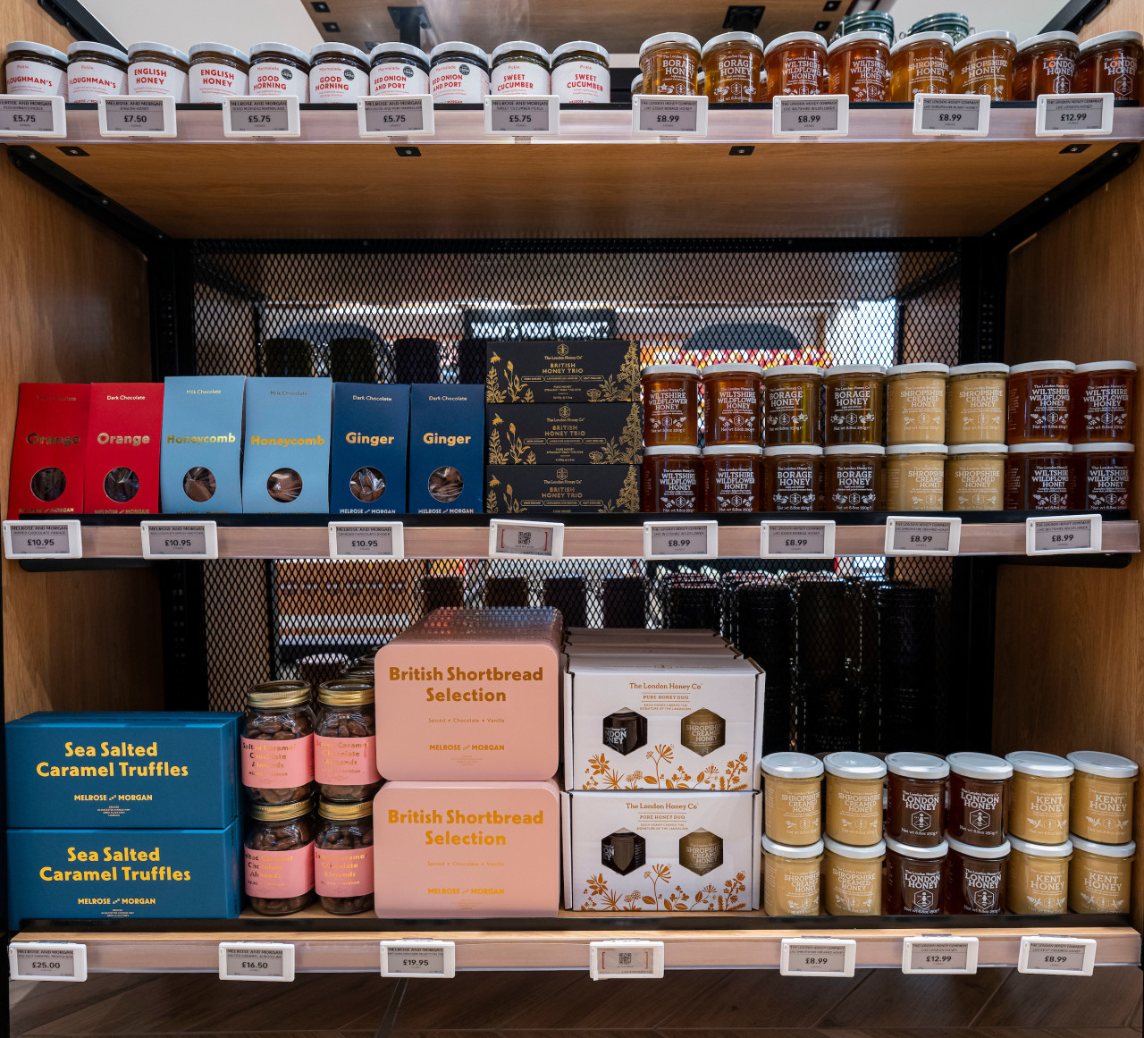 Selection of food and condiments at Aelia Duty Free