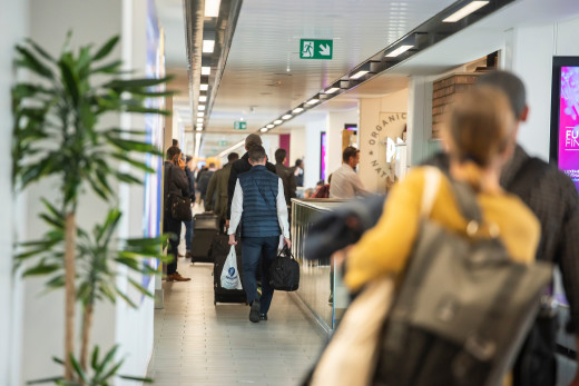 People leaving the airport