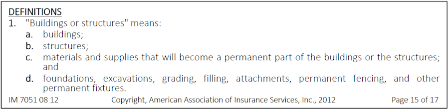 Builders Risk - Building Definition