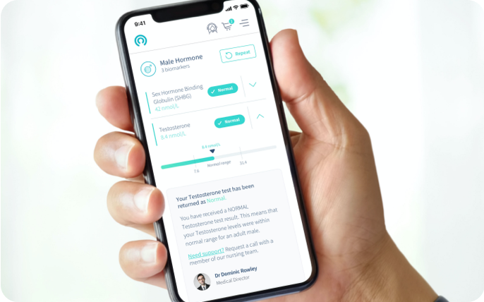 Male hormone test results on phone
