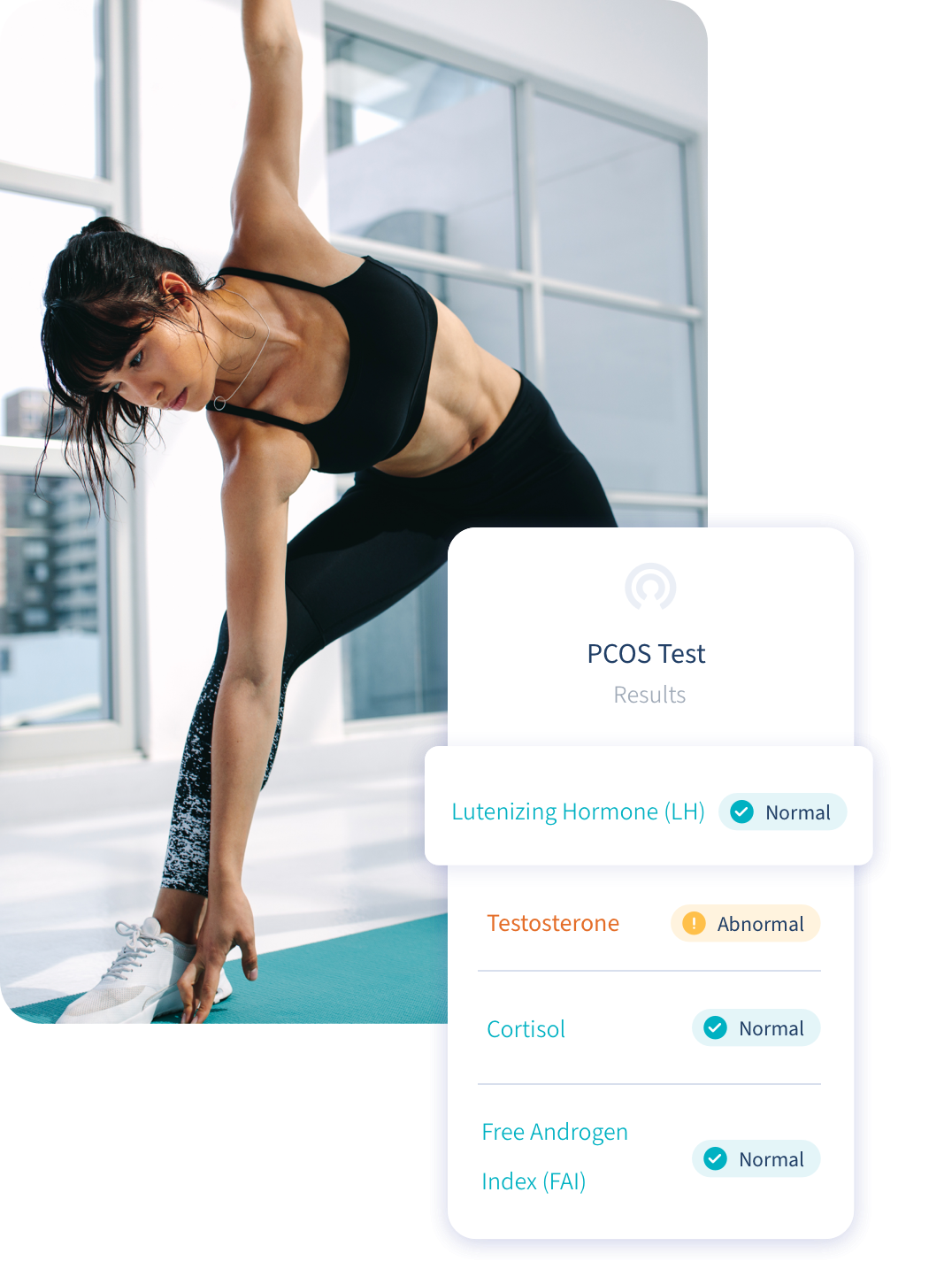 Woman doing yoga - PCOS results screen inset