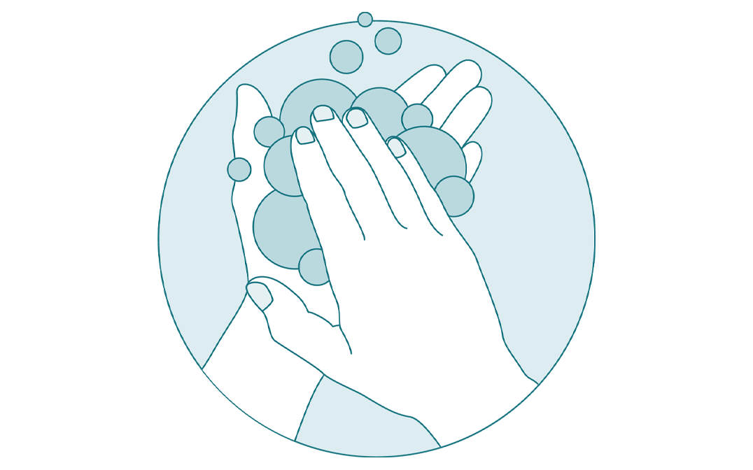 Illustration of hands washing with soap and warm water. Illustration of hands washing with soap and warm water.