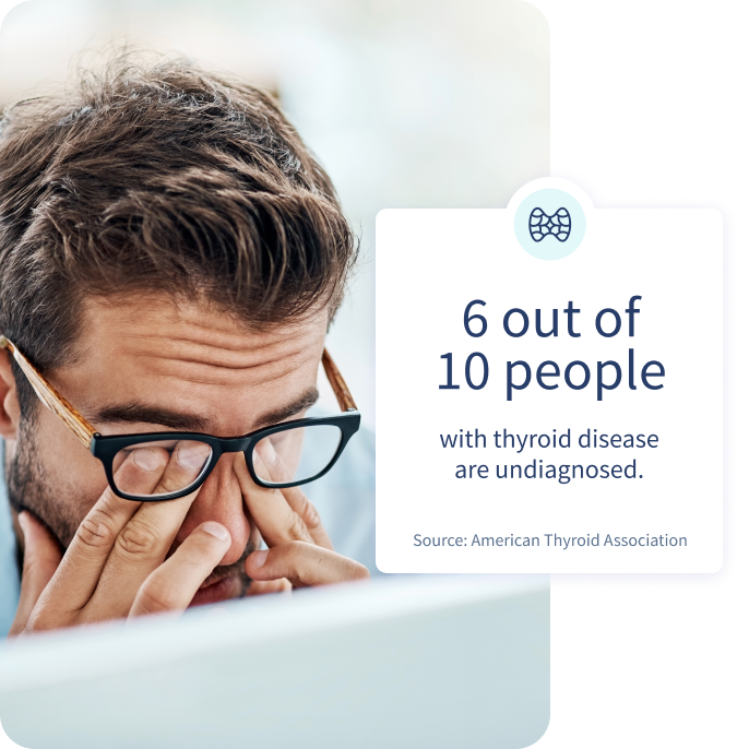1 out of 6 people with a thyroid disorder are undiagnosed 1 out of 6 people with a thyroid disorder are undiagnosed