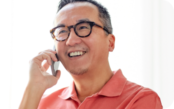 Content man having a phone call.