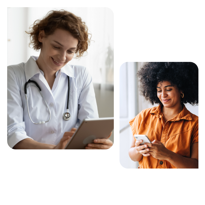 Woman chatting with clinician via secure messaging