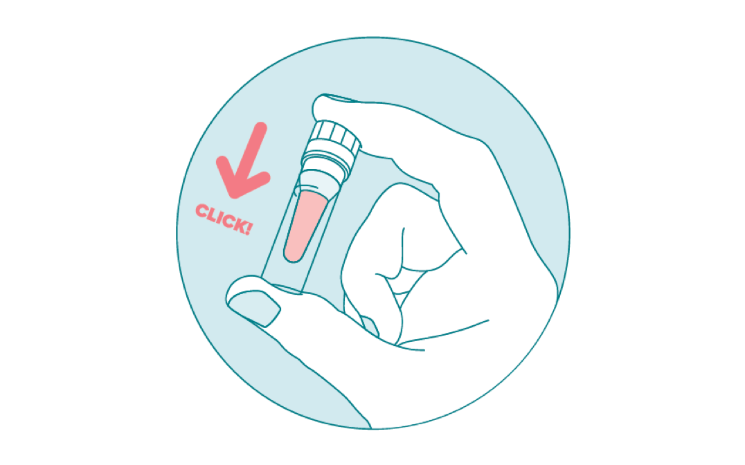 Clicking blood collection tube cap to close it
