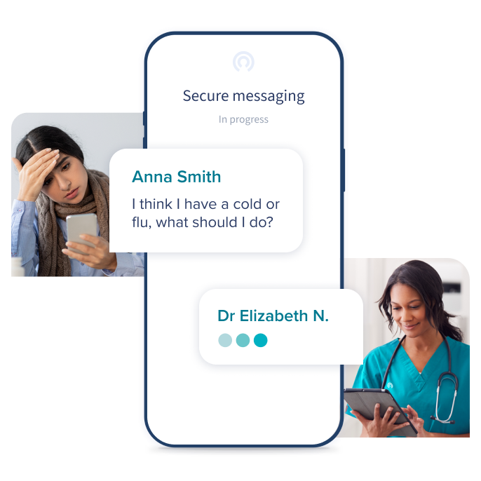 Woman chatting to provider about her cold and flu symptoms